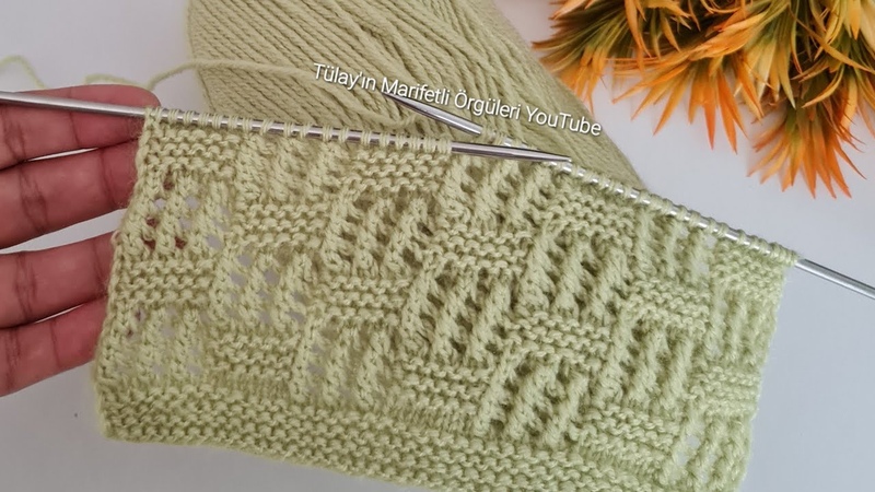 Ajurlu kolay iki şiş örgü modeli Knitting