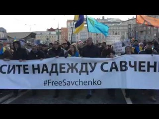 Savchenko column at Nemtsov march