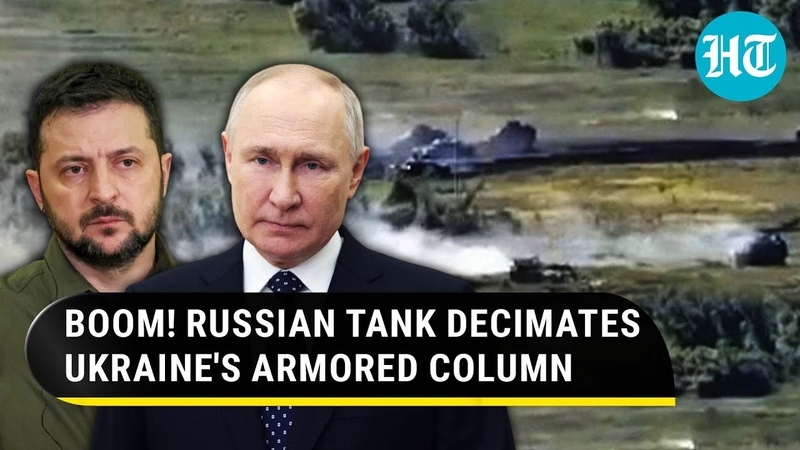 On Cam: Russian Tank Blows Up Column Of Ukrainian Armoured Vehicles In Zaporizhzhia,