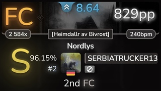 8.6 SERBIATRUCKER13 | Mental Cruelty - Nordlys Heimdallr av Bivrost % FC #2 | 829pp - osu!